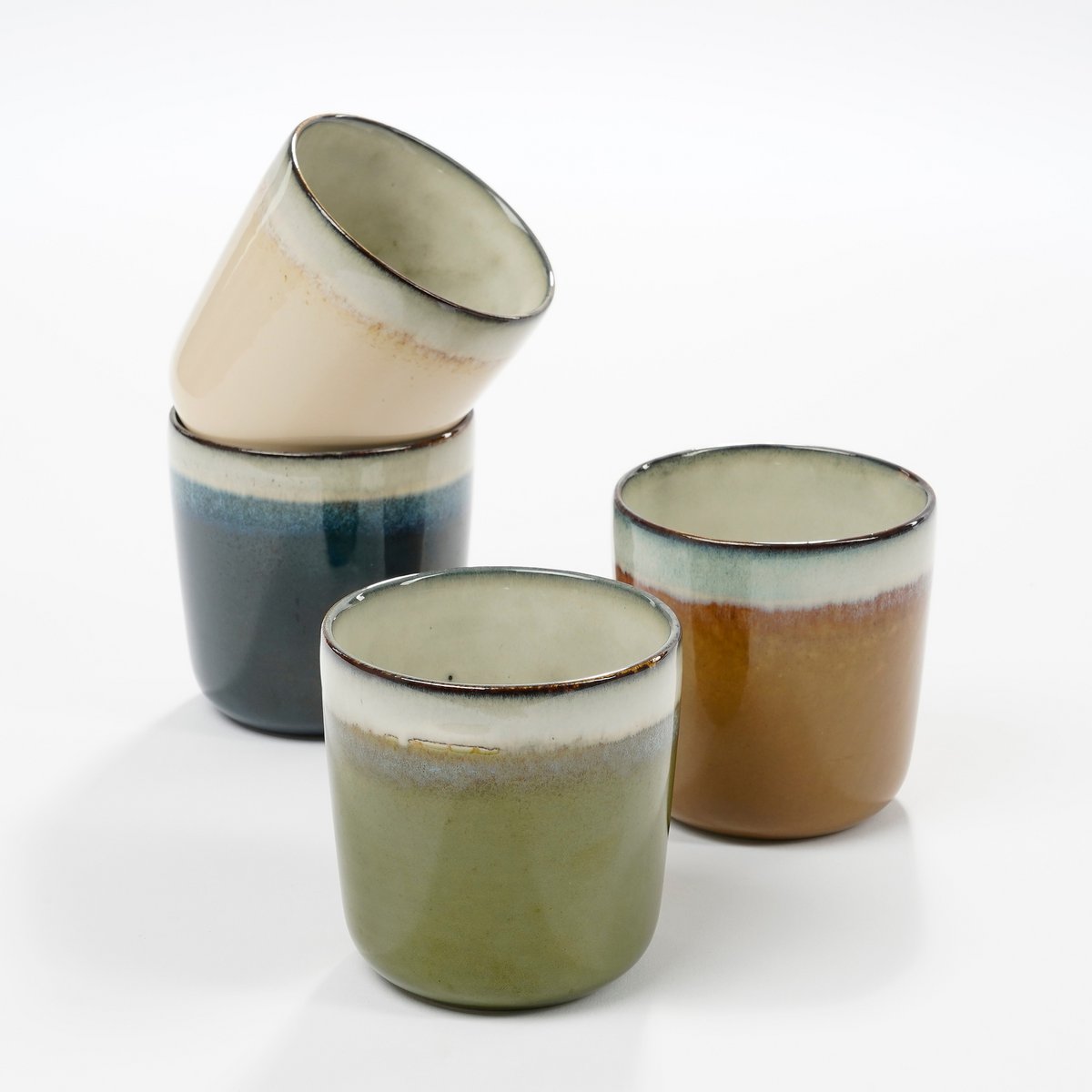 Tanzi mok - 300 ml - Keramiek - Beige, Bruin, Groen, Donkerblauw 