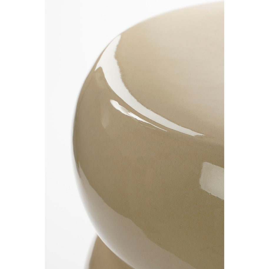 Vendi Bijzettafel - Keramiek - Crème  H44 x Ø32 cm