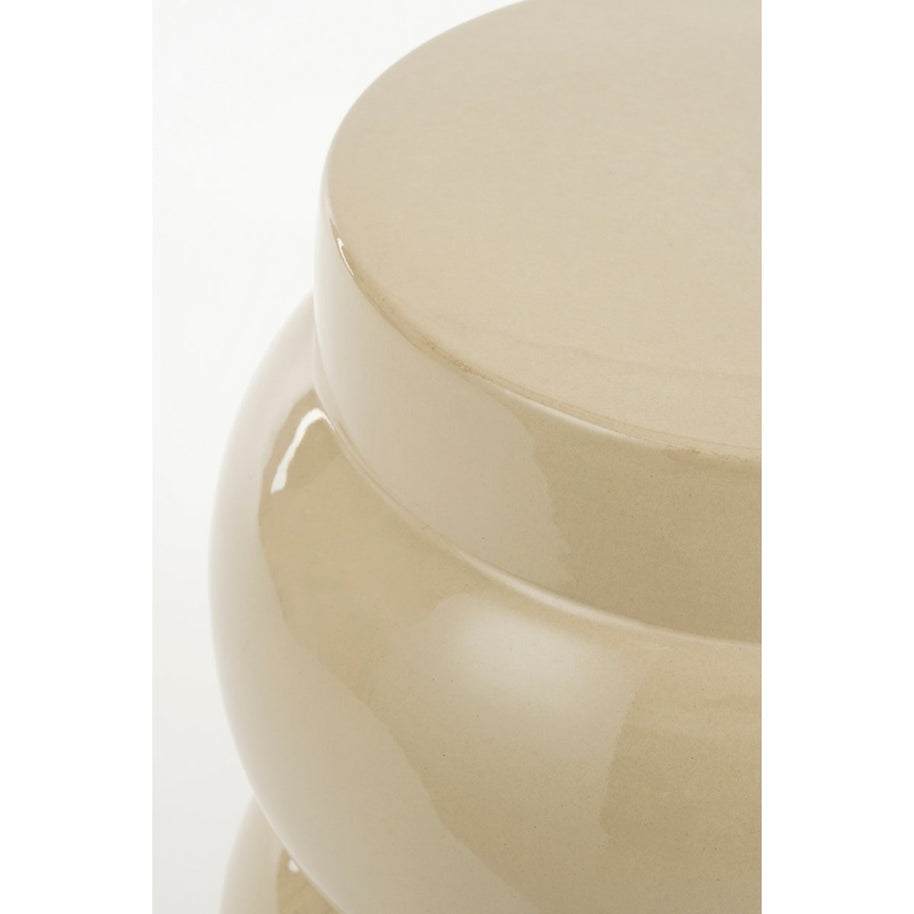 Vendi Bijzettafel Keramiek - Crème - H40 x Ø35 cm