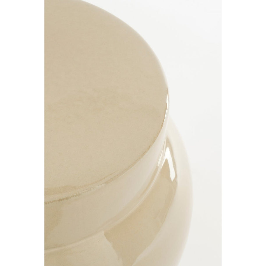 Vendi Bijzettafel Keramiek - Crème - H40 x Ø35 cm