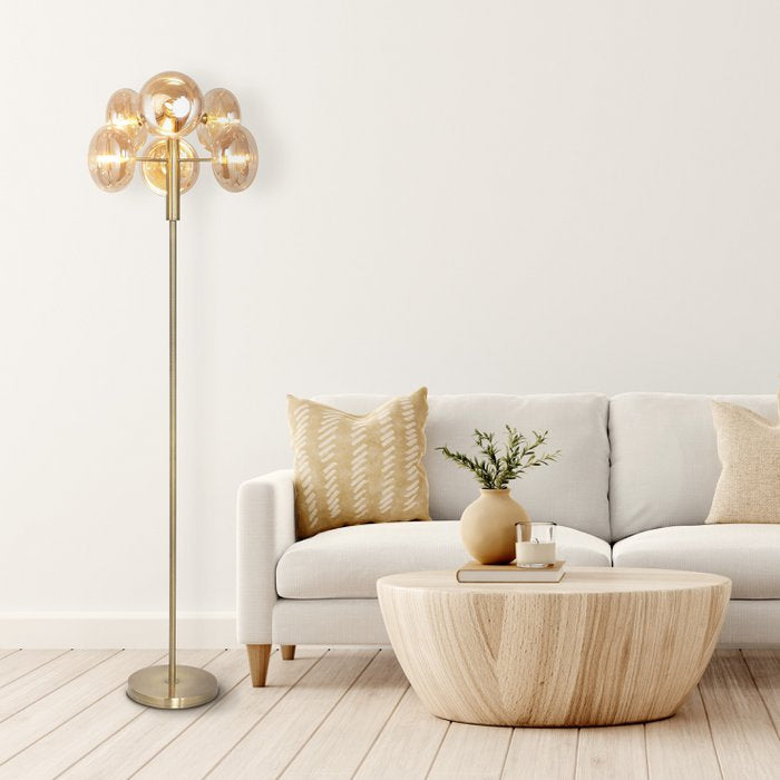 Vloerlamp Orion metaal en glas H 165 cm