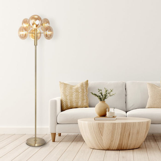 Vloerlamp Orion metaal en glas H 165 cm