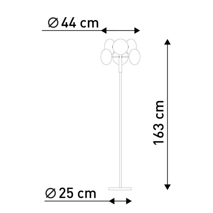 Vloerlamp Orion metaal en glas H 165 cm