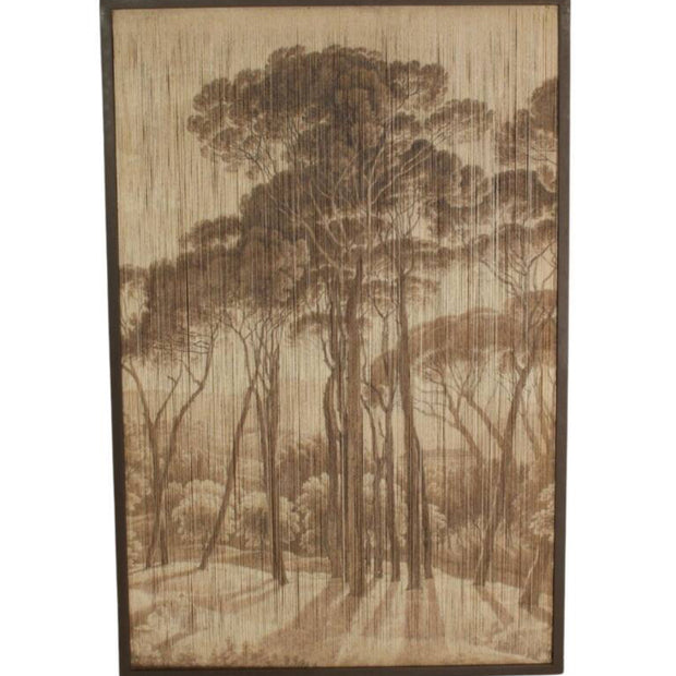 Wandbord Touw – Artistiek Italiaans Landschap & Vrouw – Bruin – 60 × 3 × 90 cm