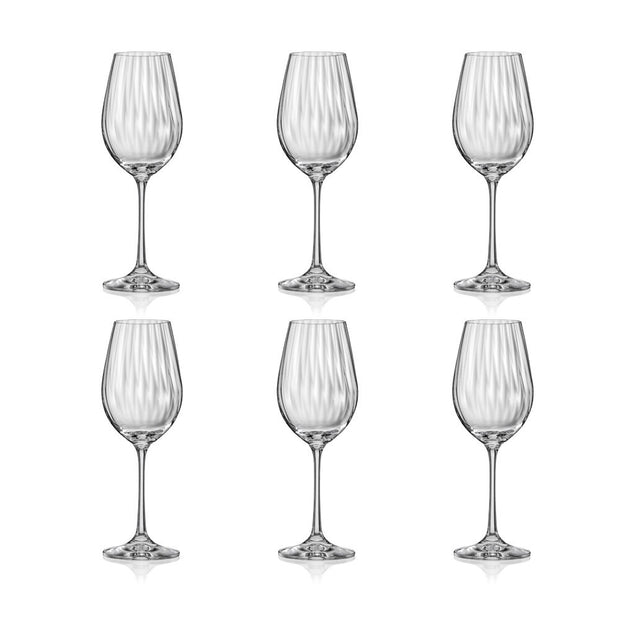 Wijnglas Waterval klassiek ribbel - Set van 6 - 350 ml