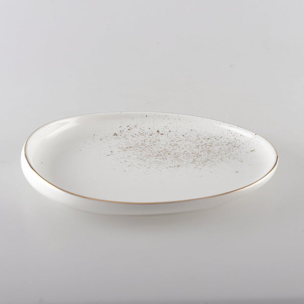 Wit ovaal bord met gouden rand - AULICIA 