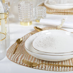 Wit ovaal bord met gouden rand - AULICIA 