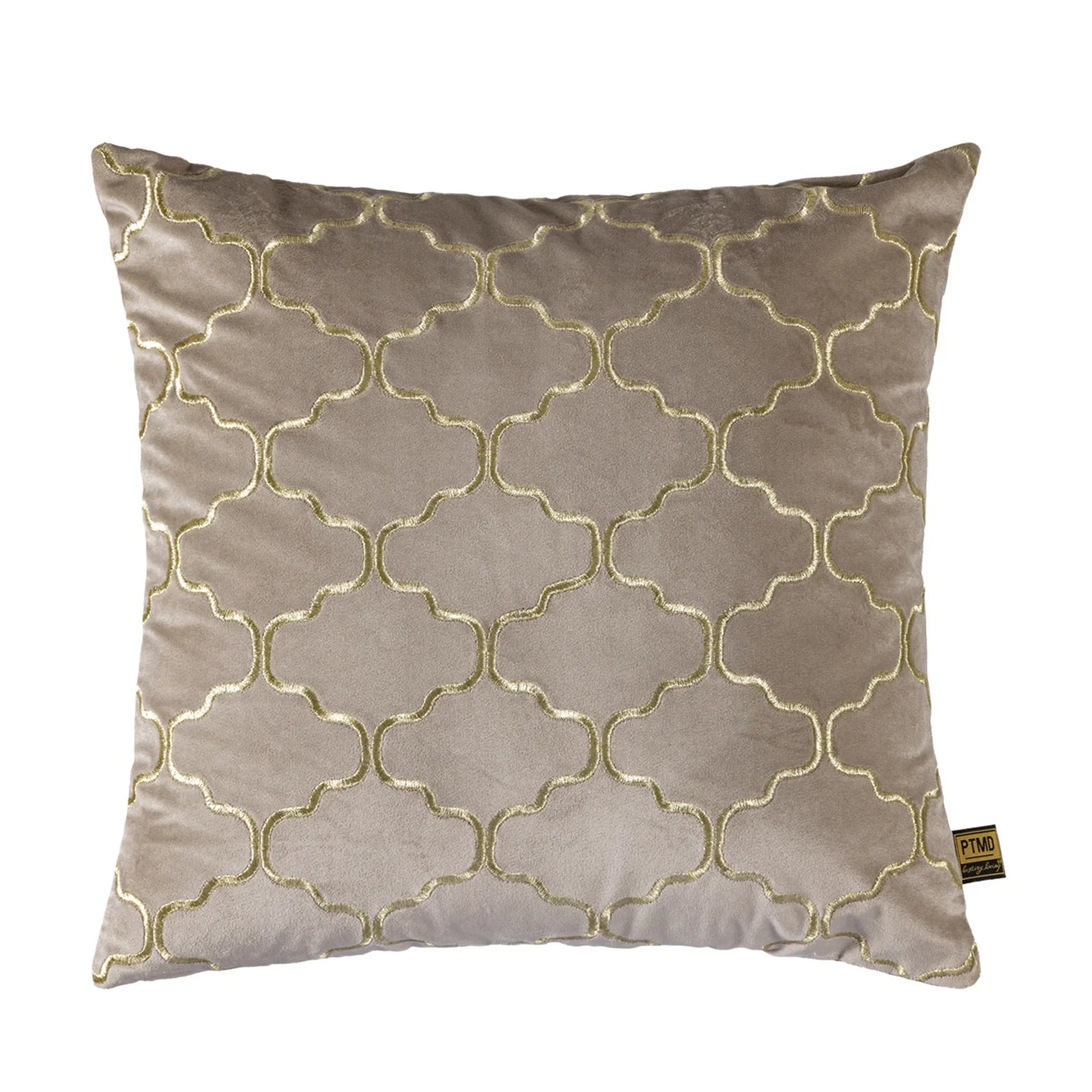 PTMD Kussen Lizze Beige Velvet Embroidery 45 x 45