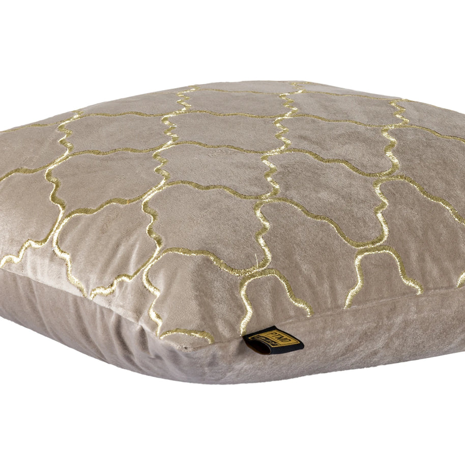 PTMD Kussen Lizze Beige Velvet Embroidery 45 x 45