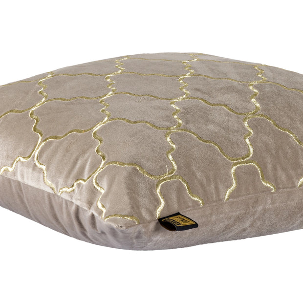 PTMD Kussen Lizze Beige Velvet Embroidery 45 x 45