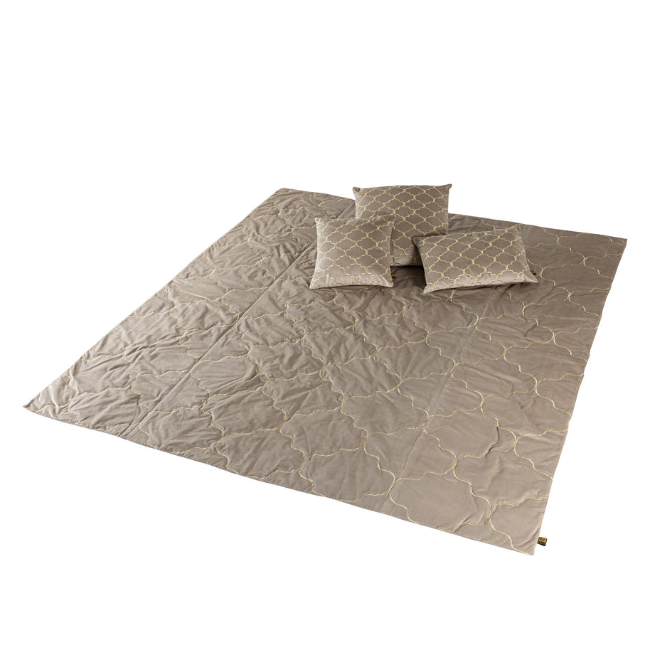 PTMD Kussen Lizze Beige Velvet Embroidery 45 x 45